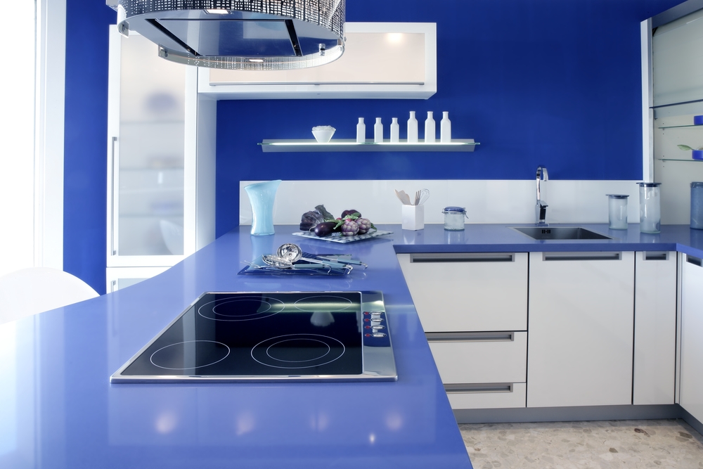 Blue white kitchen modern interior design house architecture